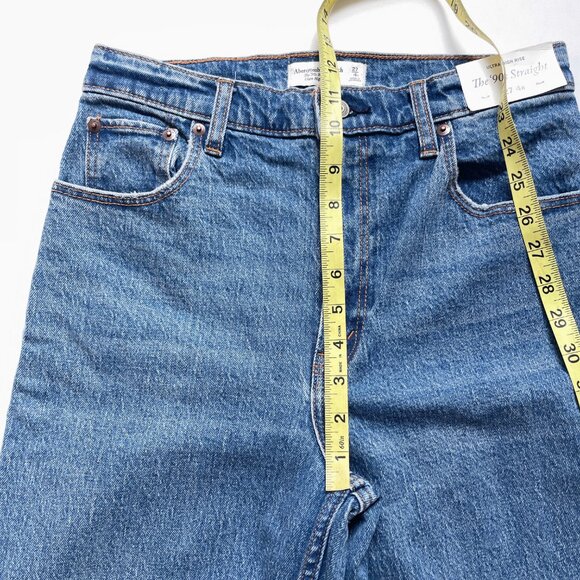 Abercrombie Ultra High Rise 90s Straight Jeans Medium Raw Hem Size 27 NEW NWT - Picture 8 of 10
